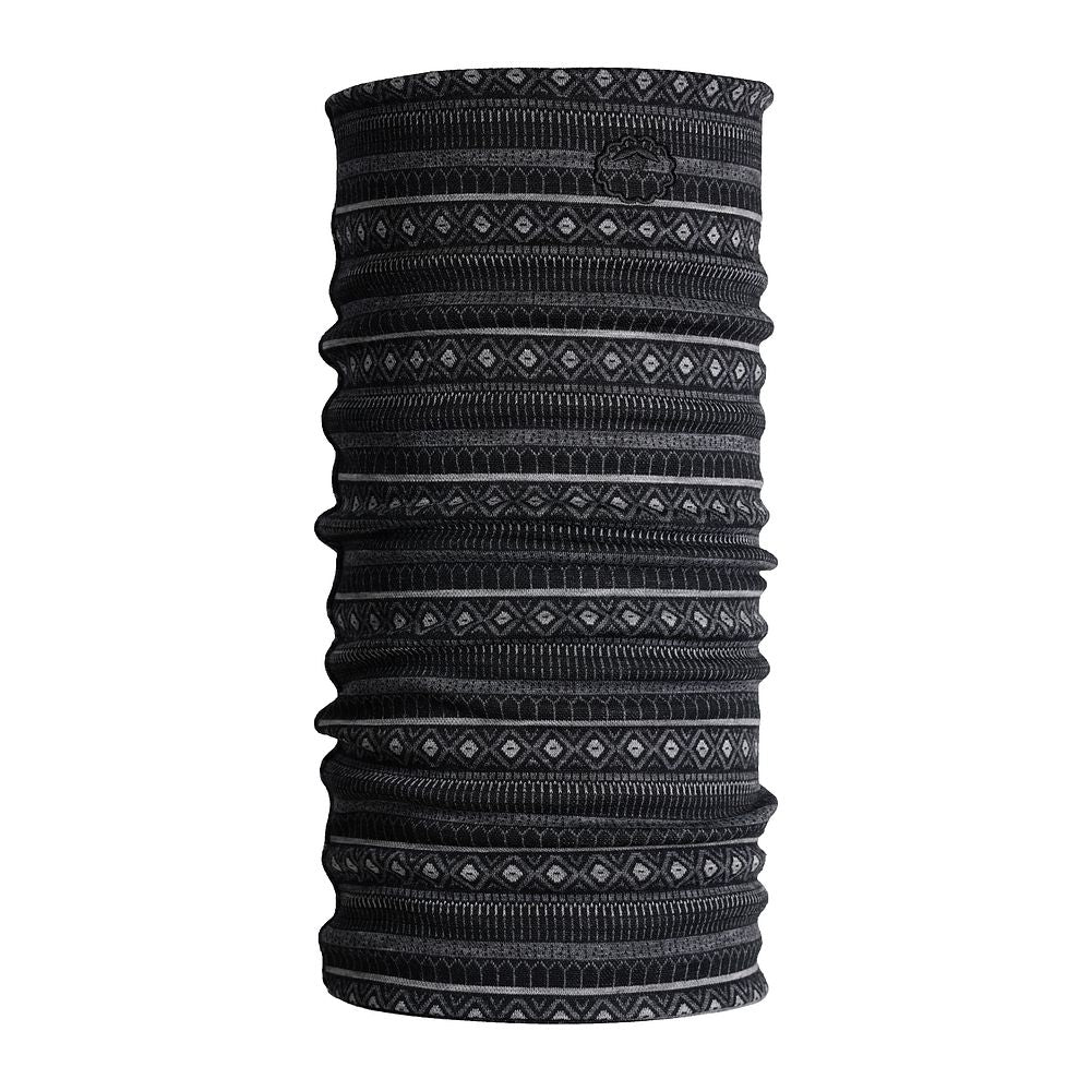 Isobaa Merino Blend 250 Fairisle Jacquard Neck Warmer (Black/Smoke/Charcoal)