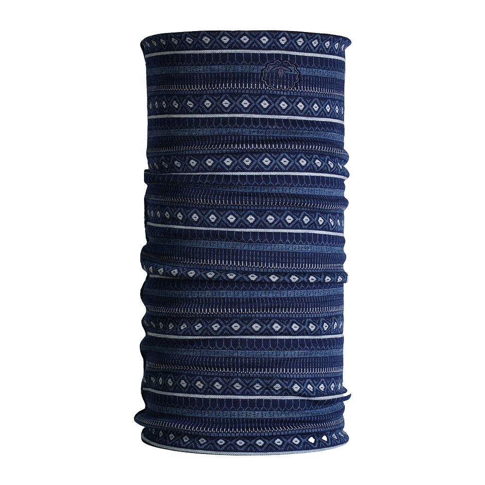 Isobaa Merino Blend 250 Fairisle Jacquard Neck Warmer (Navy/Denim/Cloud)