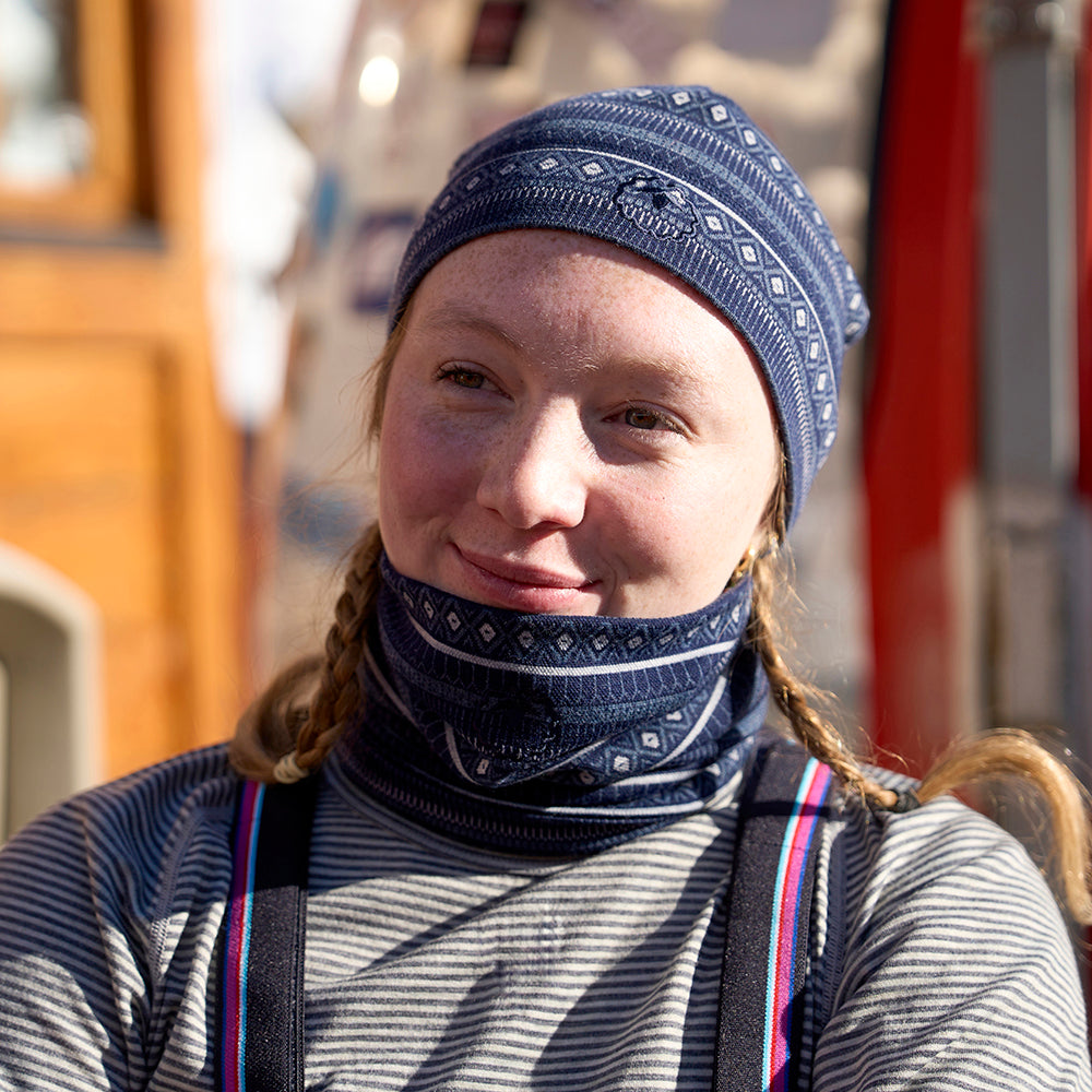 Isobaa Merino Blend 250 Fairisle Jacquard Neck Warmer (Navy/Denim/Cloud)