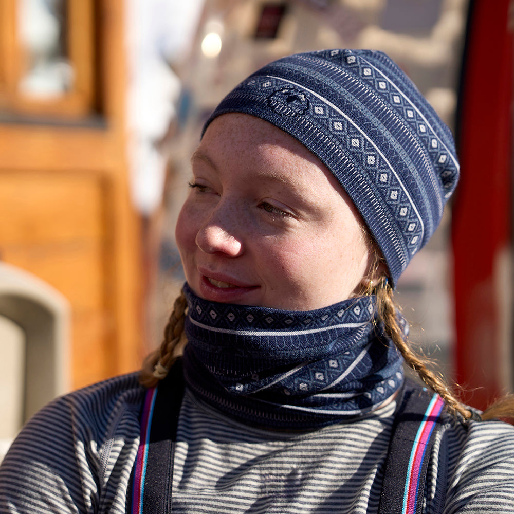 Isobaa Merino Blend 250 Fairisle Jacquard Neck Warmer (Navy/Denim/Cloud)