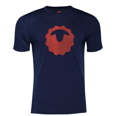 Mens Merino 150 Emblem Tee (Navy/Orange)