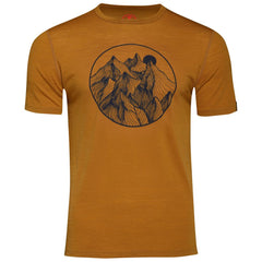 Mens Merino 150 Mountains Tee (Mustard/Navy)