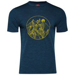 Mens Merino 150 Mountains Tee (Petrol/Lime)