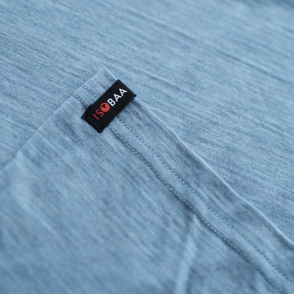 Isobaa | Mens Merino 150 Mountains Tee (Sky/Petrol) | Gear up for adventure with our superfine Merino Tee.