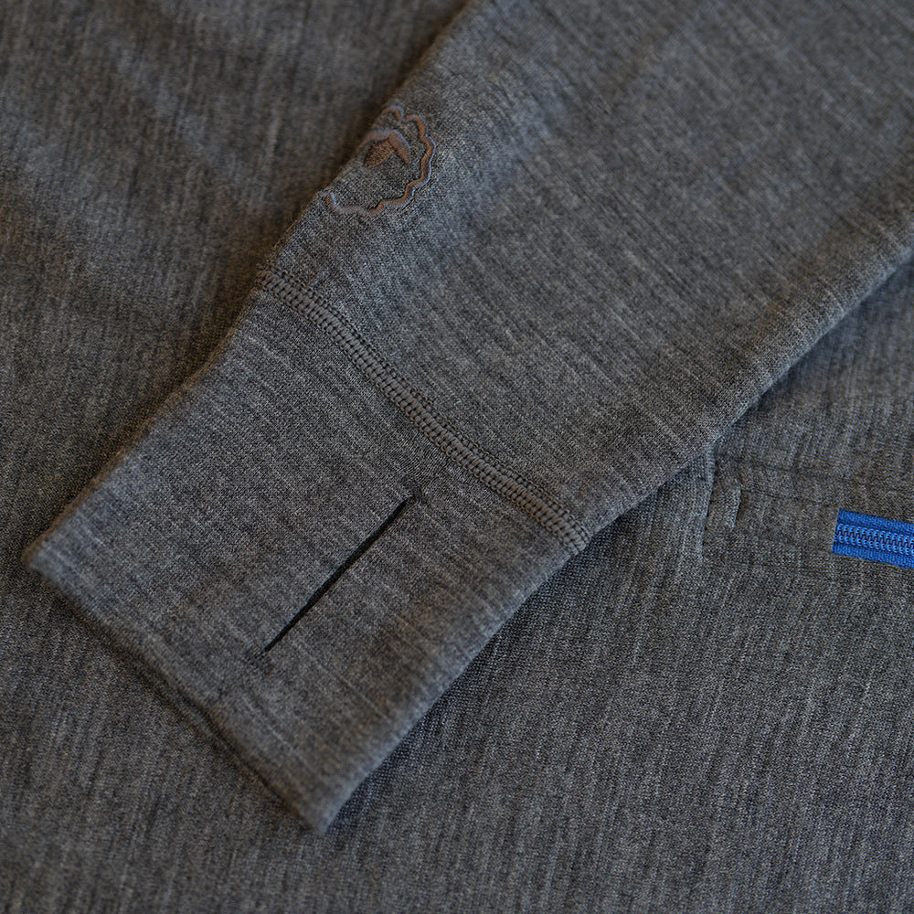Isobaa | Mens Merino 200 Zip Neck Hoodie (Smoke) | The ultimate 200gm Merino wool hoodie.