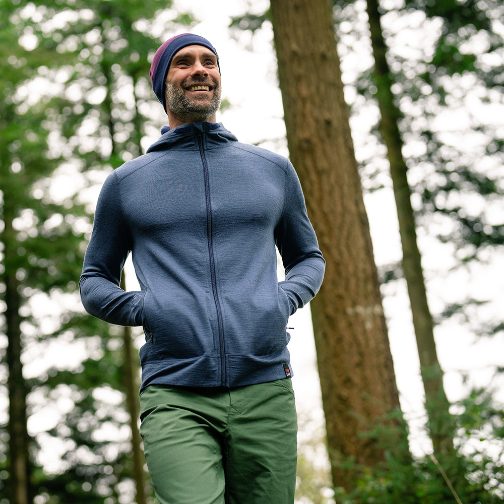 Isobaa | Mens Merino 260 Casual Hoodie (Denim) | The best in warmth and versatility: Isobaa 260gm midweight Merino wool hoodie.