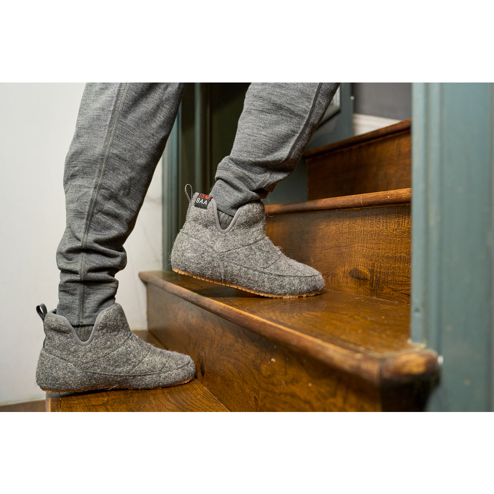 Isobaa | Merino Blend Slipper Boots (Charcoal) | Relax in comfort in an optimal blend of merino & polyester, offering both cosy warmth and lasting durability.