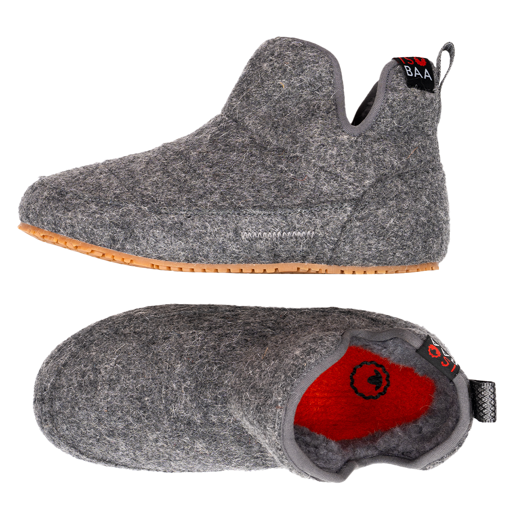 Isobaa | Merino Blend Slipper Boots (Charcoal) | Relax in comfort in an optimal blend of merino & polyester, offering both cosy warmth and lasting durability.