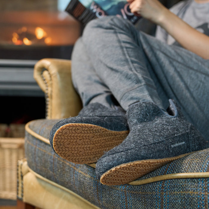 Merino Blend Slipper Boots (Smoke) | Isobaa