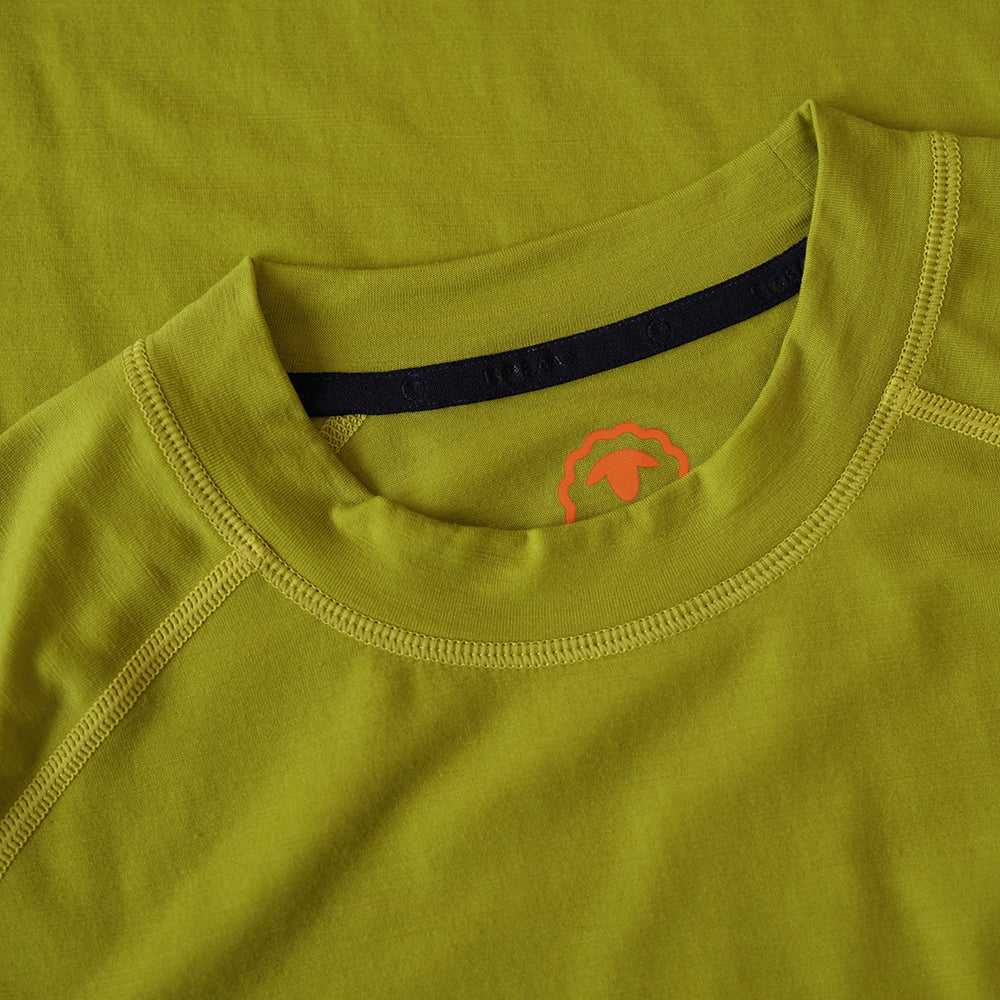Isobaa | Womens 160 Merino Active Long Sleeve Crew (Lime) | Elevate your active wardrobe with our Women's 160 Merino Active Long Sleeve Crew, expertly crafted from 160g 18.5 micron superfine merino wool