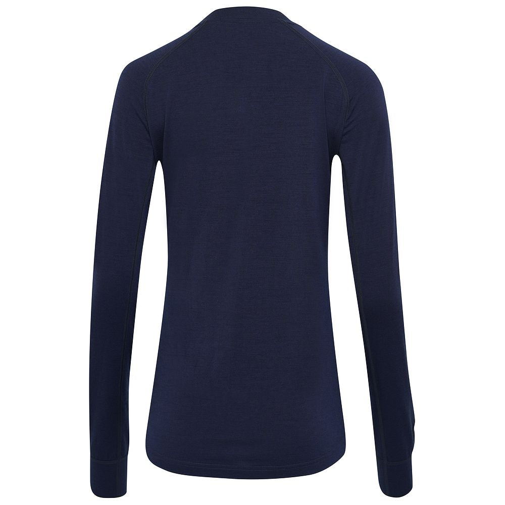 Isobaa | Womens 160 Merino Active Long Sleeve Crew (Navy) | Elevate your active wardrobe with our Women's 160 Merino Active Long Sleeve Crew, expertly crafted from 160g 18.5 micron superfine merino wool