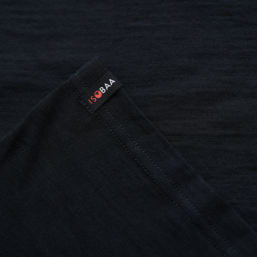 Isobaa | Womens Merino 150 Emblem Tee (Black/Charcoal) | Conquer trails and city streets in comfort with Isobaa's superfine Merino T-Shirt.