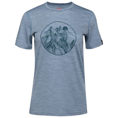 Womens Merino 150 Mountains Tee (Sky/Petrol)