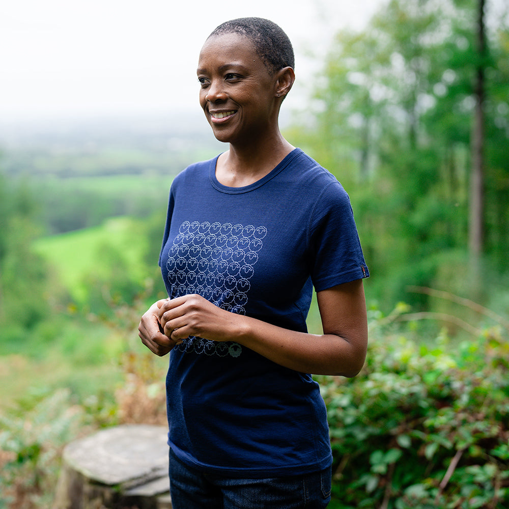 Isobaa | Womens Merino 150 Odd One Out Tee (Navy/Sky) | Gear up for everyday adventures, big and small, with Isobaa's superfine Merino Tee.