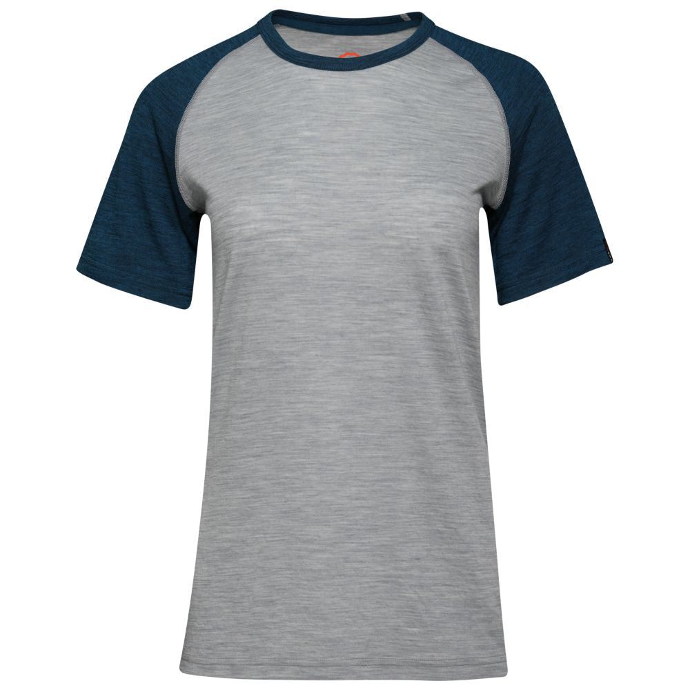 Isobaa | Womens Merino 150 Raglan Baseball Tee (Cloud/Petrol) | Layer for adventure with Isobaa's superfine Merino Tee.