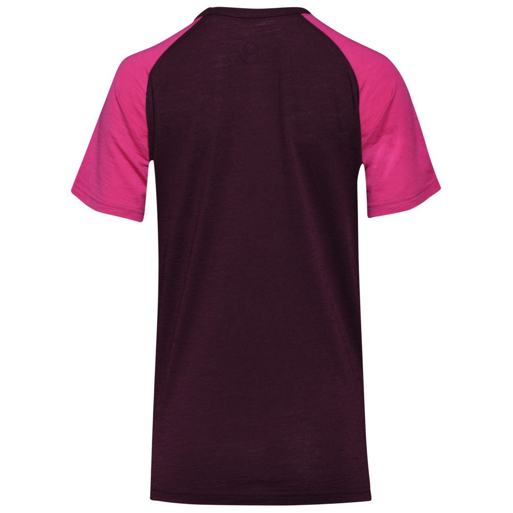 Isobaa | Womens Merino 150 Raglan Baseball Tee (Wine/Fuchsia) | Layer for adventure with Isobaa's superfine Merino Tee.