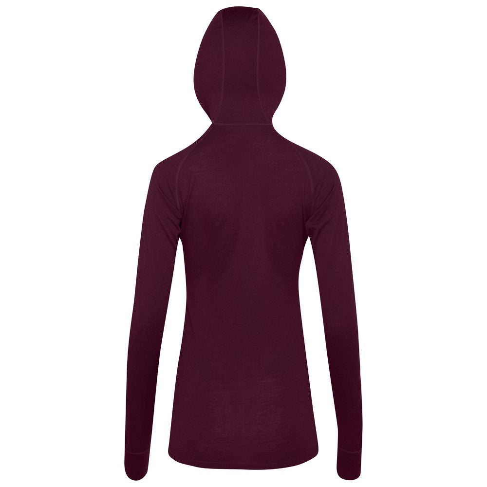 Isobaa | Womens Merino 200 Zip Neck Hoodie (Wine) | The ultimate 200gm Merino wool hoodie.