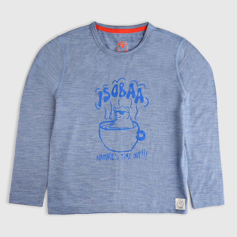 Junior Merino 150 Natures Time Out LS Tee (Sky)