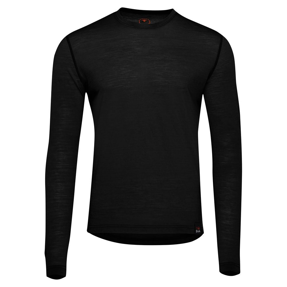 Mens 120 Ultrafine LS Crew (Black)