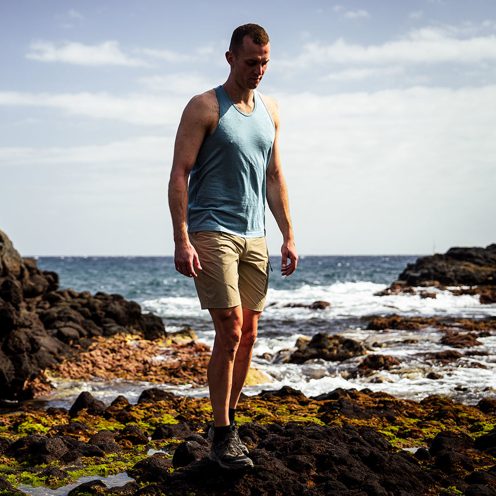 Mens 120 Ultrafine Racer Vest (Lagoon) | Model: Barnaby