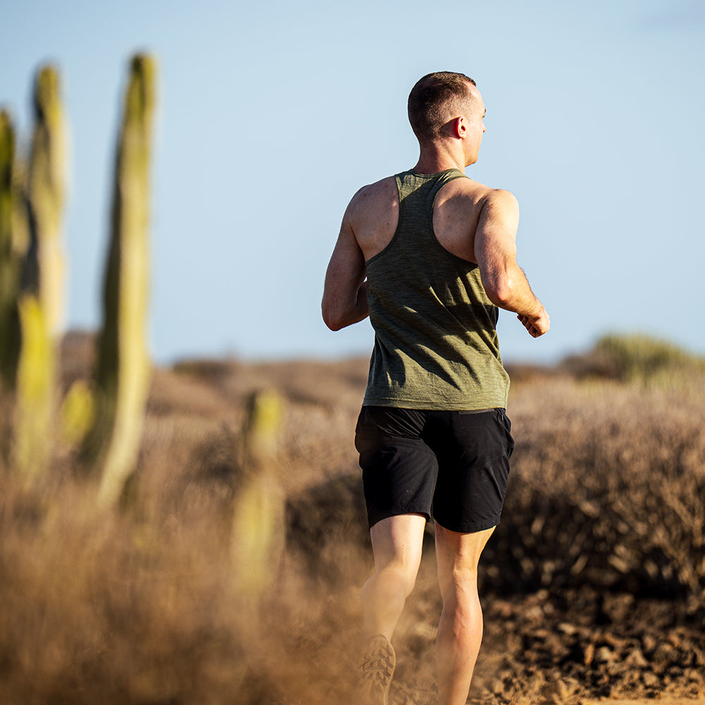 Mens 120 Ultrafine Racer Vest (Olive) | Model: Barnaby