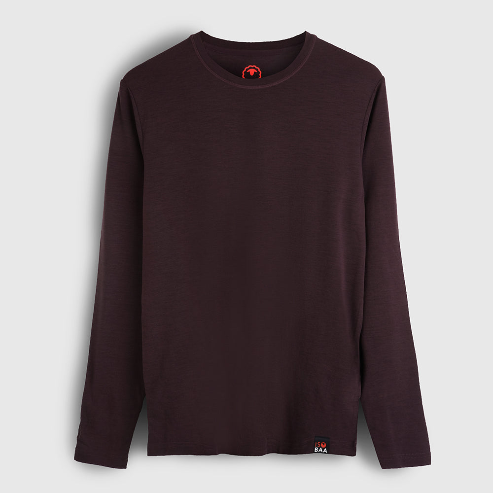Mens Merino Blend 125 Ultrafine LS Crew (Brown Stone)