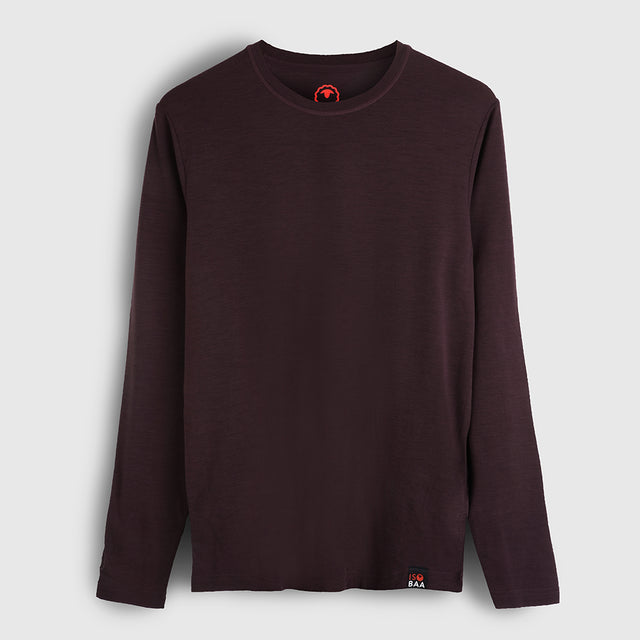 Mens Merino Blend 125 Ultrafine LS Crew (Brown Stone)