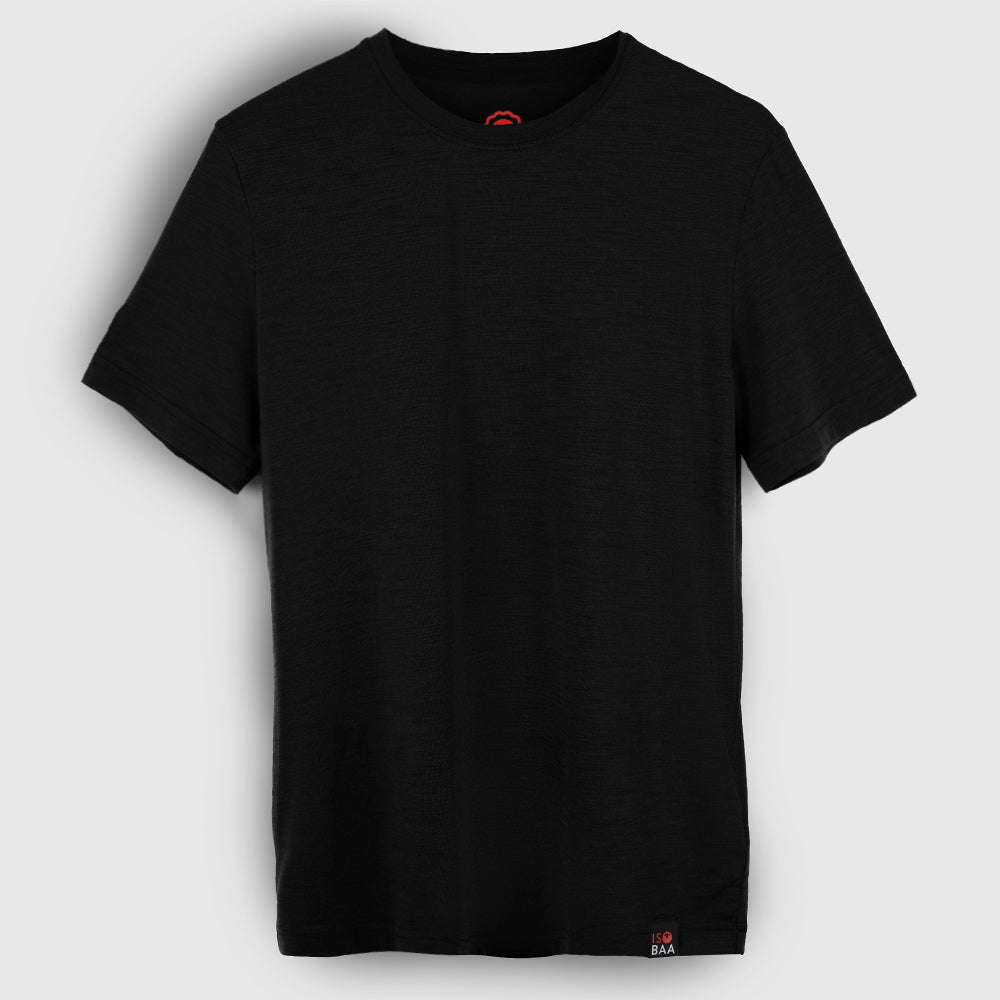 Mens Merino Blend 125 Ultrafine SS Crew (Black)