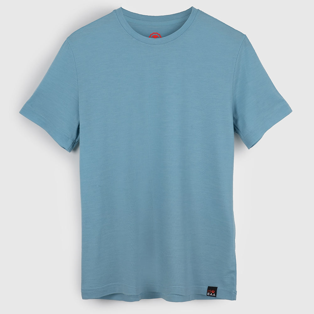 Mens Merino Blend 125 Ultrafine SS Crew (Lagoon)