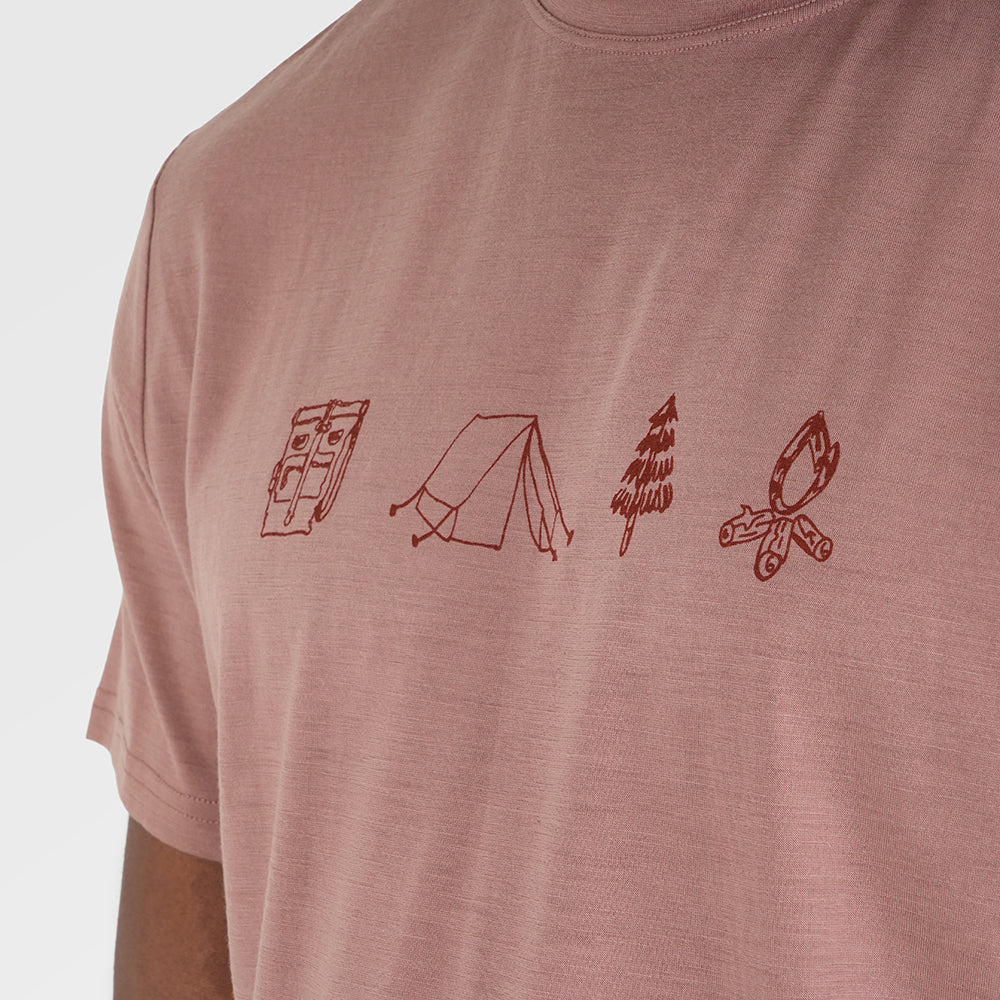 Mens Merino 150 Camping Relaxed Tee (Burlwood)