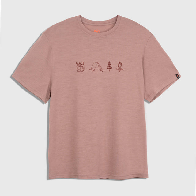 Mens Merino 150 Camping Relaxed Tee (Burlwood)