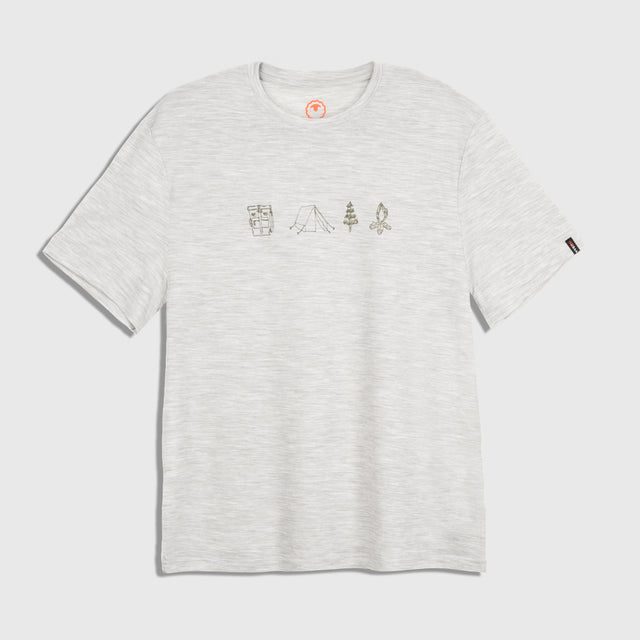 Mens Merino 150 Camping Relaxed Tee (Jute/Olive)