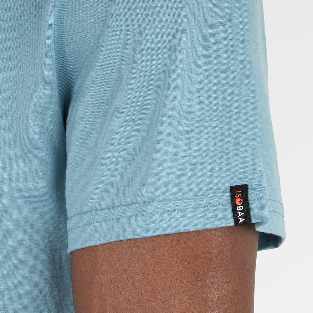 Mens Merino 150 Emblem Relaxed Tee (Lagoon/Navy)