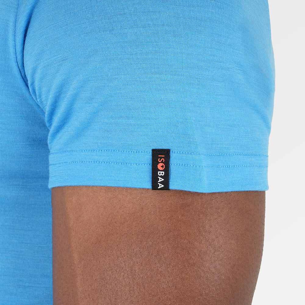 Mens Merino 150 Emblem Tee (Malibu/Navy)