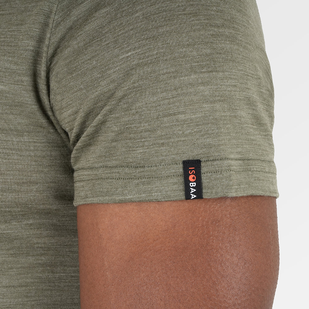 Mens Merino 150 Emblem Tee (Olive/Jute)