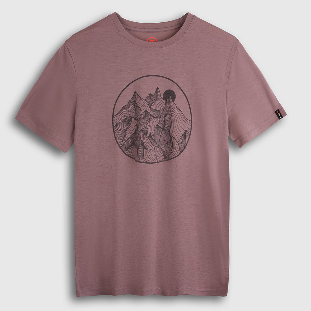 Mens Merino 150 Mountains Tee (Burlwood/Smoke)