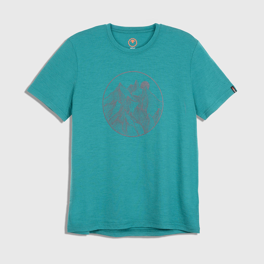 Mens Merino 150 Mountains Tee (Cadmium/Smoke)