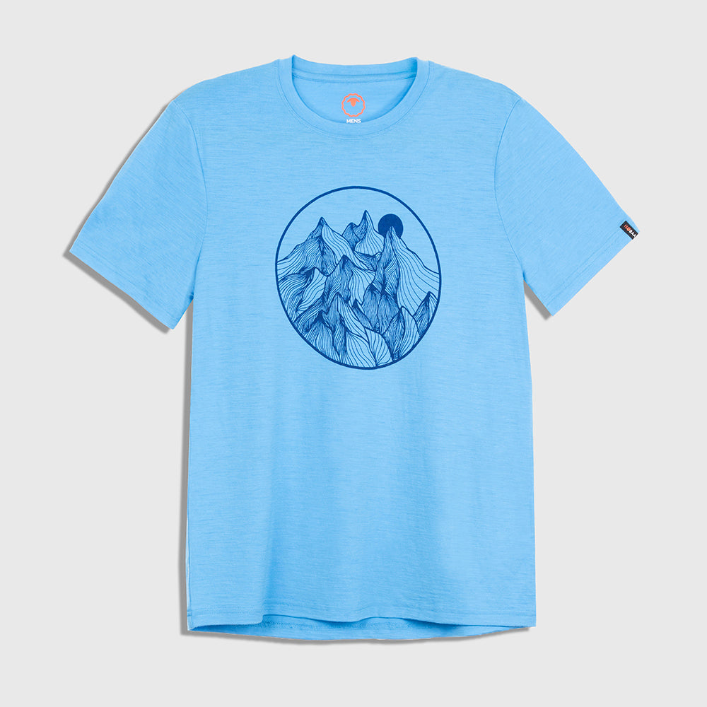 Mens Merino 150 Mountains Tee (Malibu/Navy)