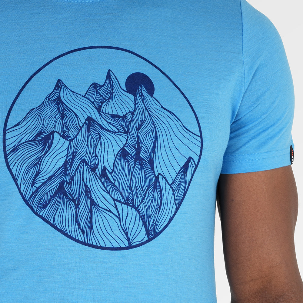 Mens Merino 150 Mountains Tee (Malibu/Navy)