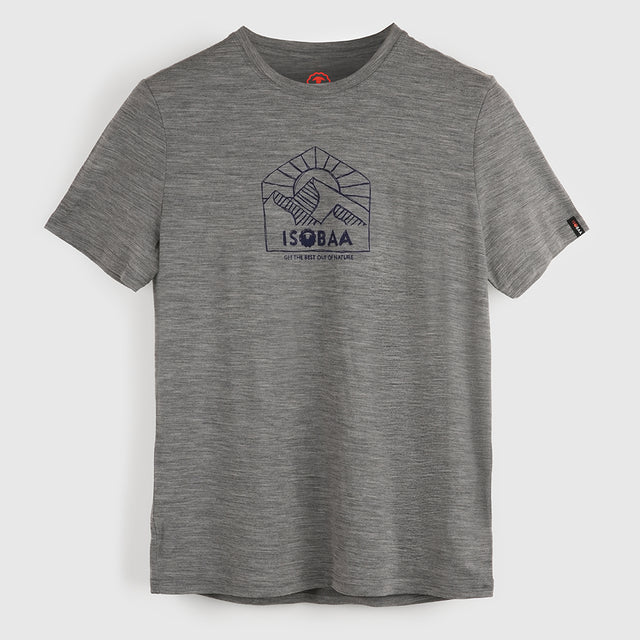 Mens Merino 150 Sketched Sunset Tee (Charcoal/Navy)