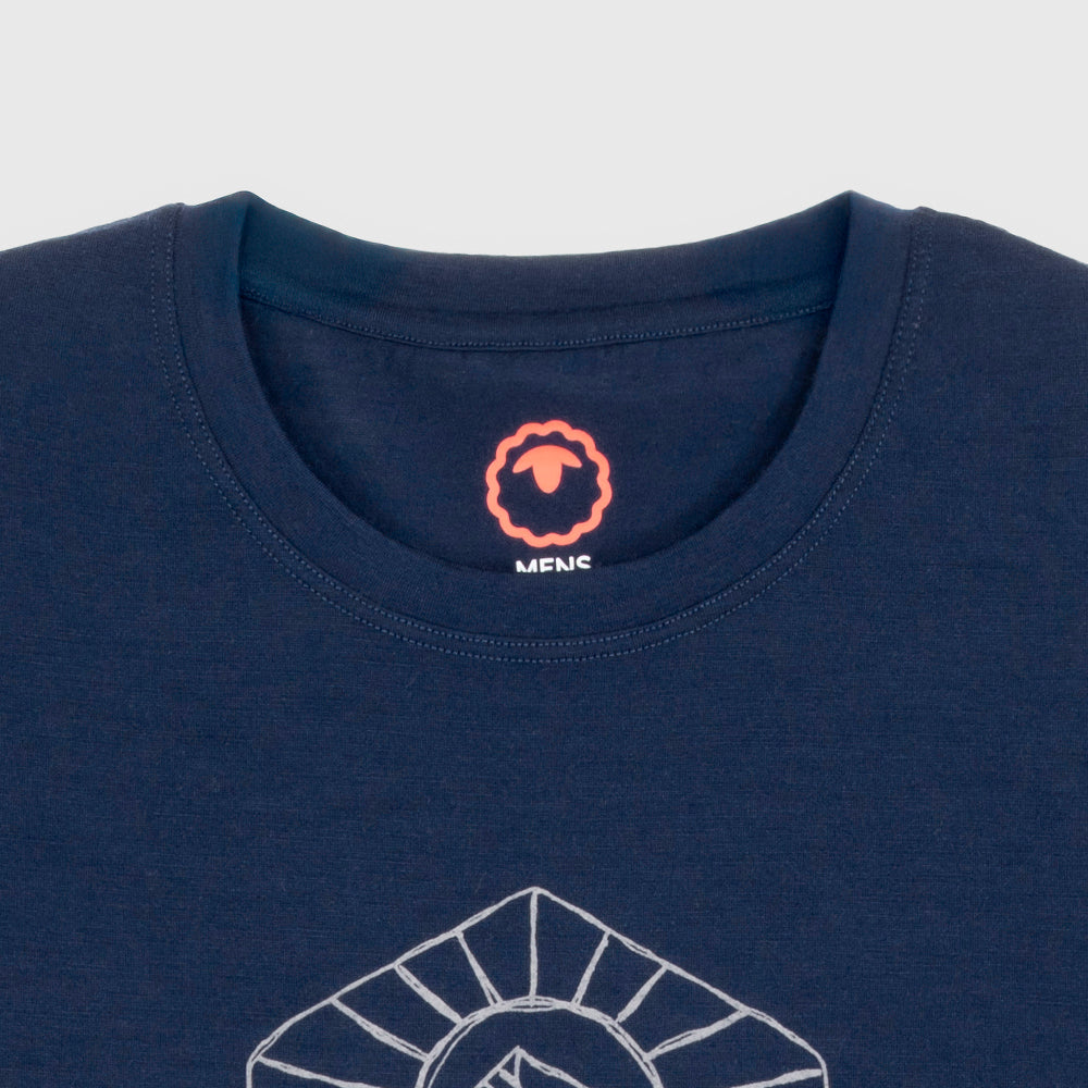Mens Merino 150 Sketched Sunset Tee (Navy/Charcoal)