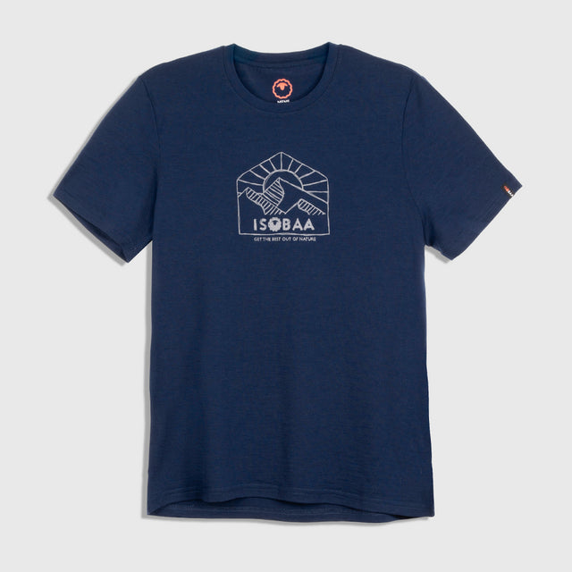 Mens Merino 150 Sketched Sunset Tee (Navy/Charcoal)