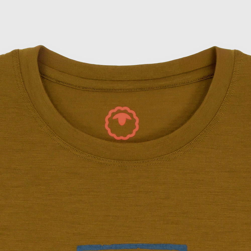 Mens Merino 150 Stamp Summit Tee (Dull Gold/Petrol)