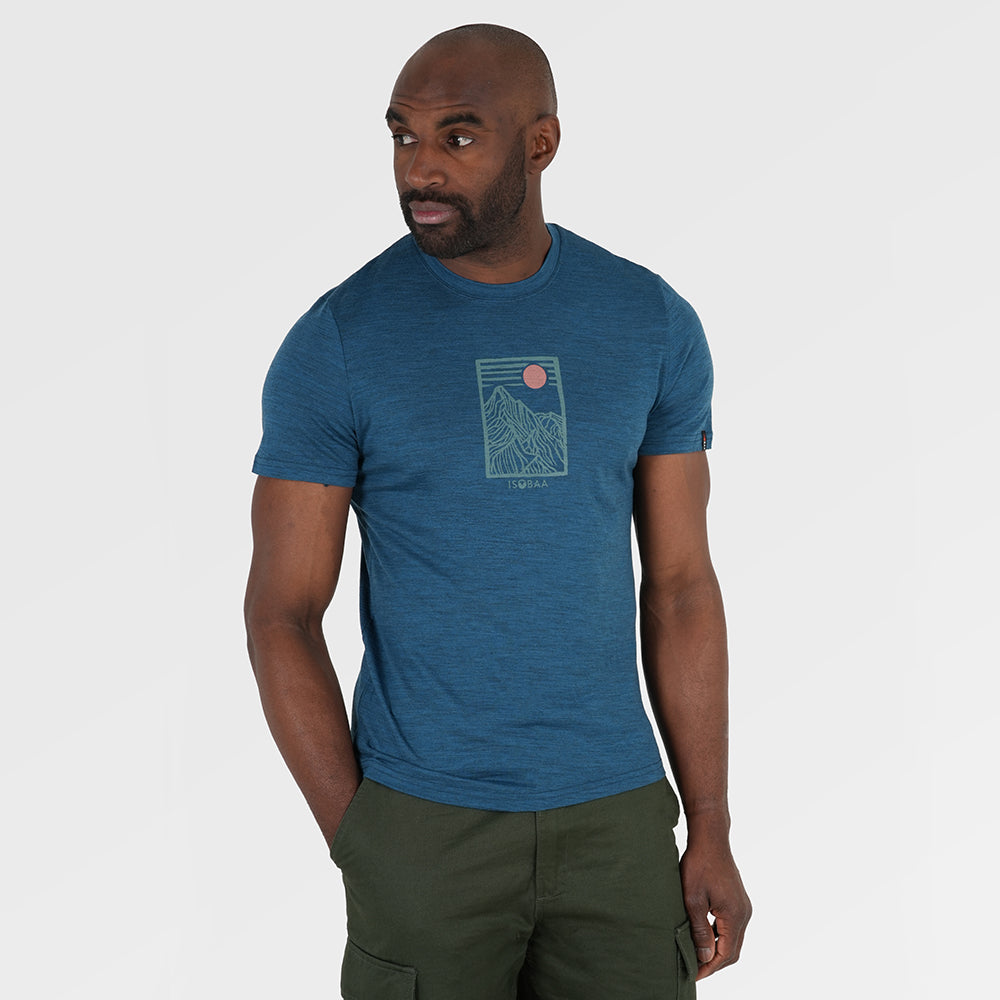 Mens Merino 150 Stamp Summit Tee (Petrol) | Model: Michael