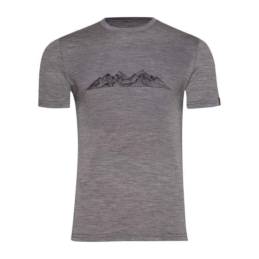 Isobaa Mens Merino 150 Peaks T-Shirt (Charcoal Melange/Black)