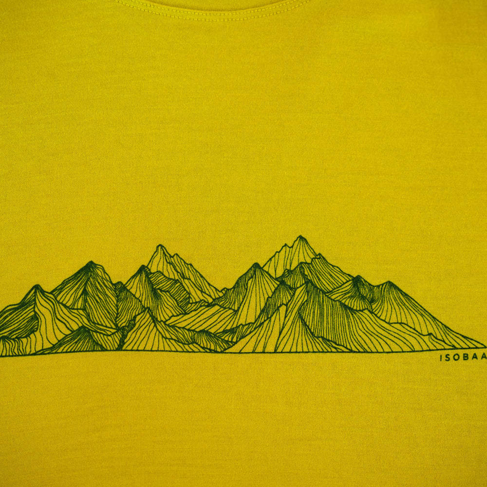 Isobaa Mens Merino 150 Peaks T-Shirt (Lime/Petrol)
