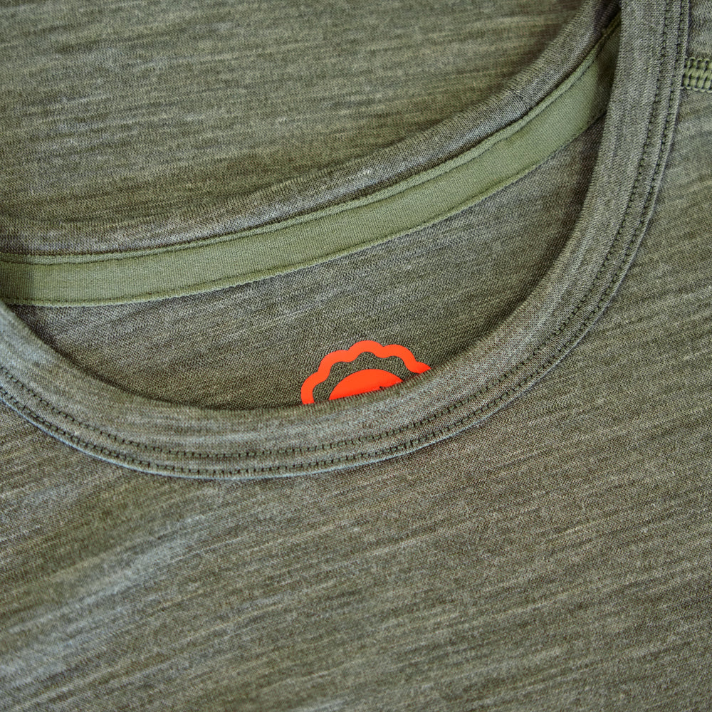 Mens Merino 150 Short Sleeve Crew (Olive/Melange)