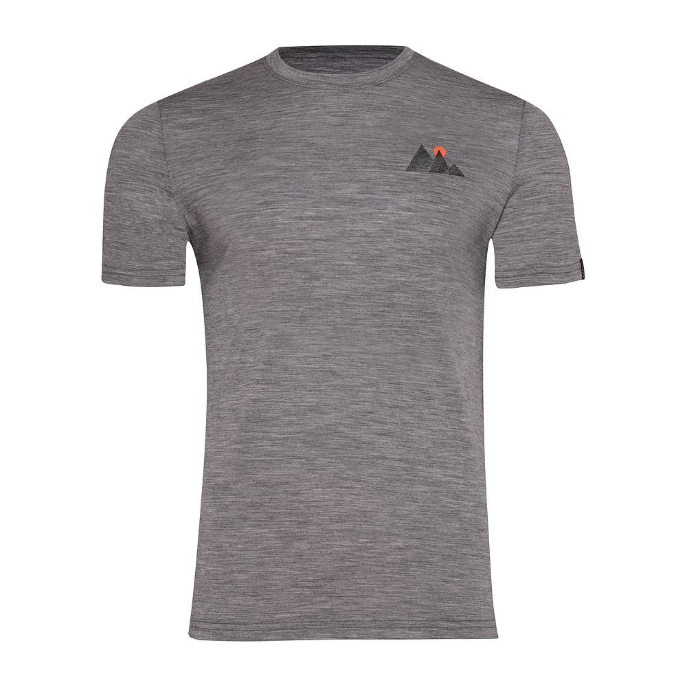 Isobaa Mens Merino 150 Sunset T-Shirt (Charcoal Melange/Black)