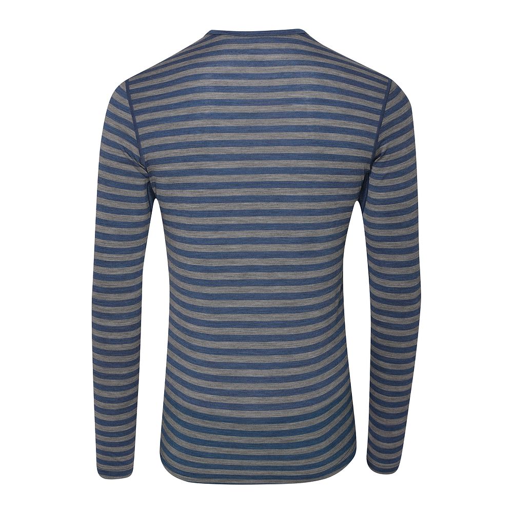 Isobaa | Mens Merino 180 Long Sleeve Crew (Denim/Charcoal) | Get outdoors with the ultimate Merino wool long-sleeve top.