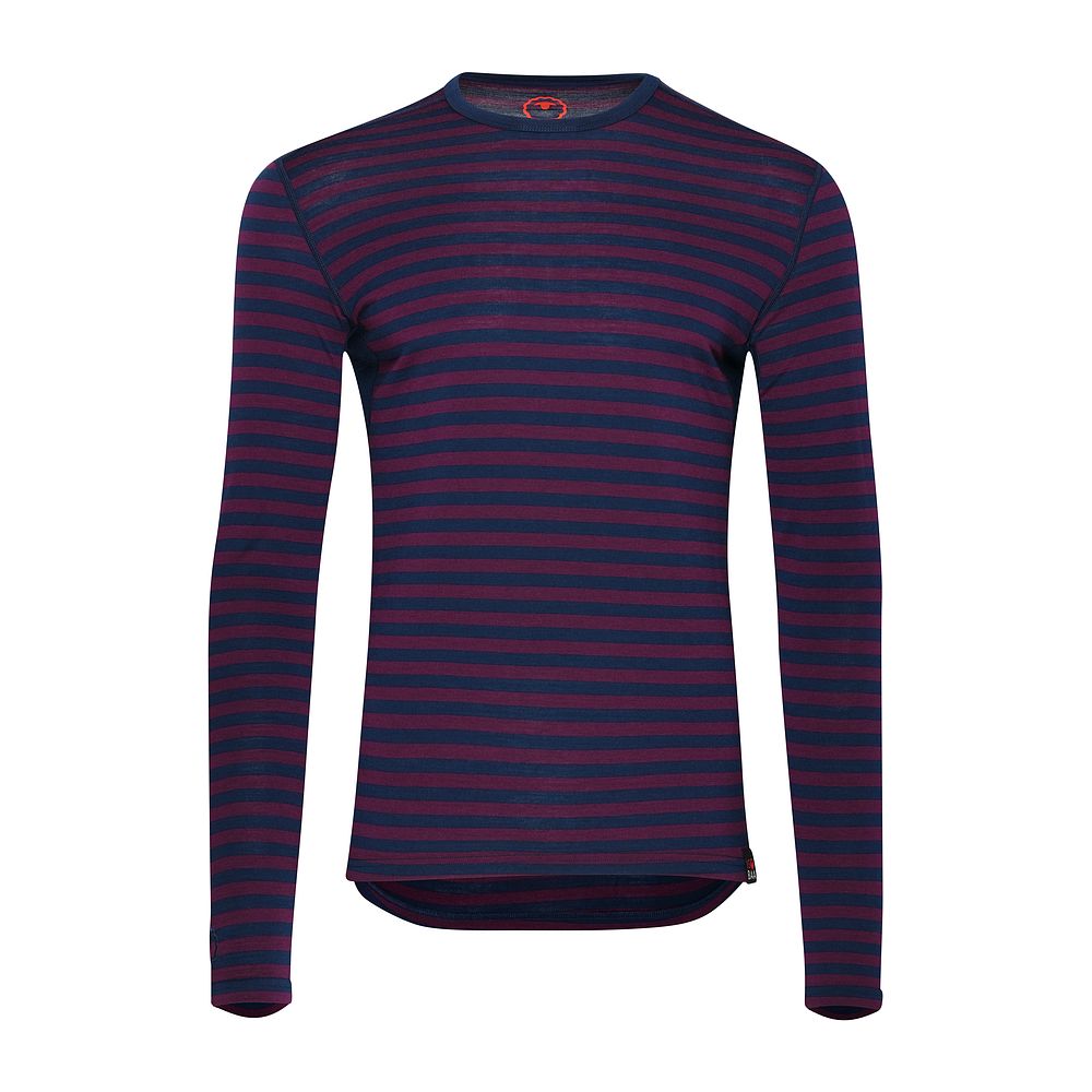 Isobaa | Mens Merino 180 Long Sleeve Crew (Navy/Wine) | Get outdoors with the ultimate Merino wool long-sleeve top.